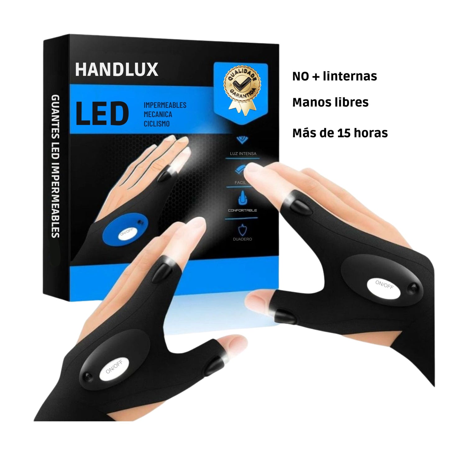 Guantes LED, Manos libres, Mecánica, Ciclismo, Atletismo